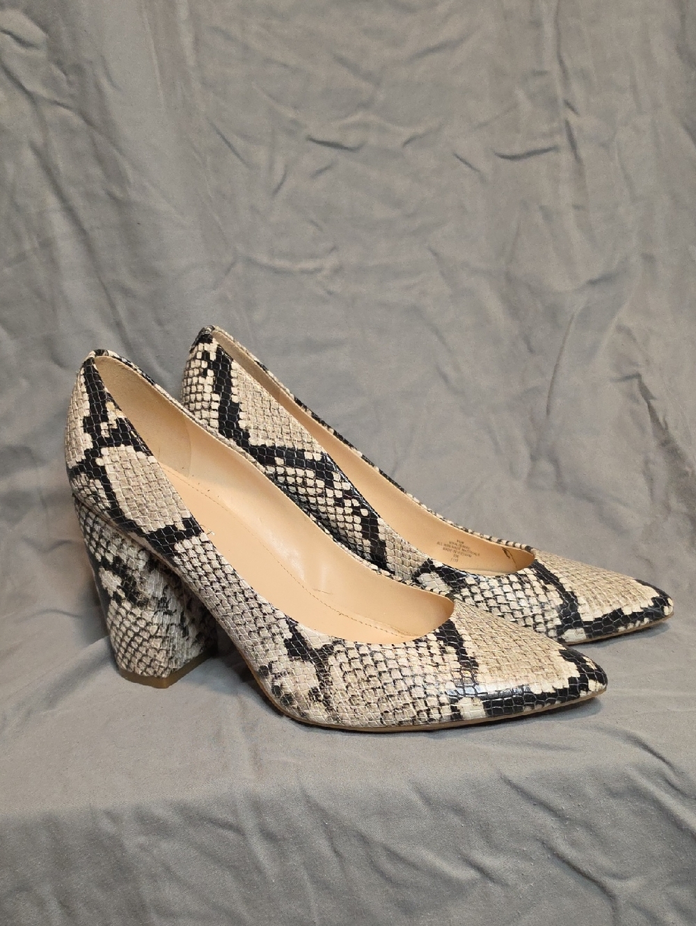 Nine West Snake Print Block Heel Pumps - Picture 3 of 5